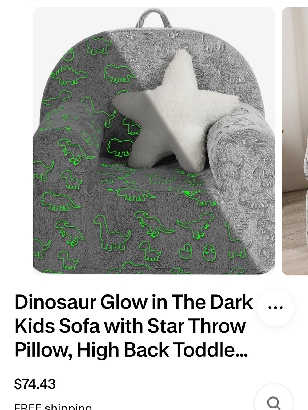 🦕 Kids Ultra-Soft Snuggle Foam Chair – Glow-in-the-Dark Dinosaur Print 🦖